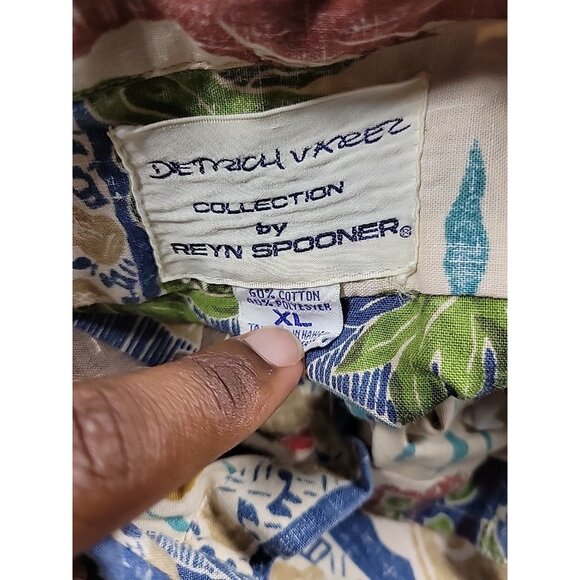 Reyn Spooner Detrich Varez Shirt Mens XL Hawaiian Guitar Print Floral Distressed - Picture 2 of 8